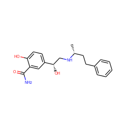 C[C@H](CCc1ccccc1)NC[C@H](O)c1ccc(O)c(C(N)=O)c1 ZINC000000004319