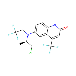 C[C@H](CCl)N(CC(F)(F)F)c1ccc2[nH]c(=O)cc(C(F)(F)F)c2c1 ZINC000014968536