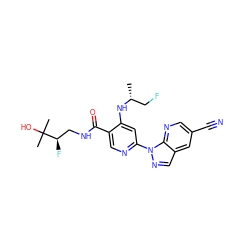 C[C@H](CF)Nc1cc(-n2ncc3cc(C#N)cnc32)ncc1C(=O)NC[C@@H](F)C(C)(C)O ZINC001772607988