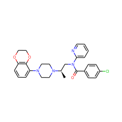 C[C@H](CN(C(=O)c1ccc(Cl)cc1)c1ccccn1)N1CCN(c2cccc3c2OCCO3)CC1 ZINC000013643806