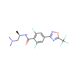 C[C@H](CN(C)C)NC(=O)c1c(F)cc(-c2noc(C(F)(F)F)n2)cc1F ZINC000142913851