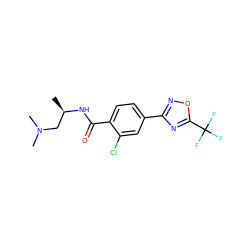 C[C@H](CN(C)C)NC(=O)c1ccc(-c2noc(C(F)(F)F)n2)cc1Cl ZINC000142963881