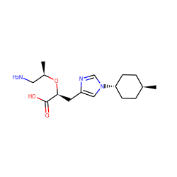 C[C@H](CN)O[C@@H](Cc1cn([C@H]2CC[C@H](C)CC2)cn1)C(=O)O ZINC000261170656