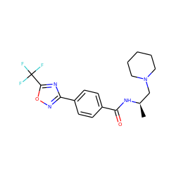 C[C@H](CN1CCCCC1)NC(=O)c1ccc(-c2noc(C(F)(F)F)n2)cc1 ZINC000142919079