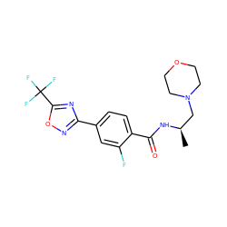 C[C@H](CN1CCOCC1)NC(=O)c1ccc(-c2noc(C(F)(F)F)n2)cc1F ZINC000142887352