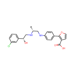 C[C@H](CNc1ccc(-c2occc2C(=O)O)cc1)NC[C@H](O)c1cccc(Cl)c1 ZINC000003988151