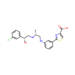 C[C@H](CNc1cccc(-c2nc(C(=O)O)cs2)c1)NC[C@H](O)c1cccc(Cl)c1 ZINC000028948439