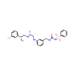 C[C@H](CNc1cccc(CNC(=O)NS(=O)(=O)c2ccccc2)c1)NC[C@H](O)c1cccc(Cl)c1 ZINC000013472205