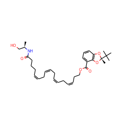 C[C@H](CO)NC(=O)CCC/C=C\C/C=C\C/C=C\C/C=C\CCOC(=O)c1cccc2c1O[C@@](C)(C(C)(C)C)O2 ZINC000042852699