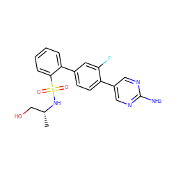 C[C@H](CO)NS(=O)(=O)c1ccccc1-c1ccc(-c2cnc(N)nc2)c(F)c1 ZINC000224738424