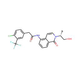 C[C@H](CO)n1ccc2c(NC(=O)Cc3ccc(Cl)c(C(F)(F)F)c3)cccc2c1=O ZINC000043014218