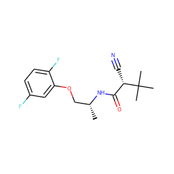 C[C@H](COc1cc(F)ccc1F)NC(=O)[C@H](C#N)C(C)(C)C ZINC000029337428