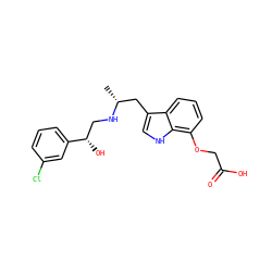 C[C@H](Cc1c[nH]c2c(OCC(=O)O)cccc12)NC[C@H](O)c1cccc(Cl)c1 ZINC000003952725