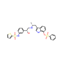 C[C@H](Cc1c[nH]c2c(OS(=O)(=O)c3ccccc3)cccc12)NC[C@H](O)c1cccc(NS(=O)(=O)c2cccs2)c1 ZINC000028456208