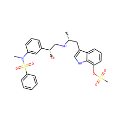 C[C@H](Cc1c[nH]c2c(OS(C)(=O)=O)cccc12)NC[C@H](O)c1cccc(N(C)S(=O)(=O)c2ccccc2)c1 ZINC000028365946