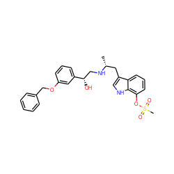 C[C@H](Cc1c[nH]c2c(OS(C)(=O)=O)cccc12)NC[C@H](O)c1cccc(OCc2ccccc2)c1 ZINC000028366031