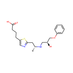 C[C@H](Cc1ncc(CCCC(=O)O)s1)NC[C@H](O)COc1ccccc1 ZINC000003919197