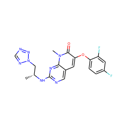 C[C@H](Cn1ncnn1)Nc1ncc2cc(Oc3ccc(F)cc3F)c(=O)n(C)c2n1 ZINC000058638683