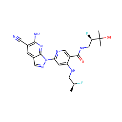 C[C@H](F)CNc1cc(-n2ncc3cc(C#N)c(N)nc32)ncc1C(=O)NC[C@@H](F)C(C)(C)O ZINC001772649518