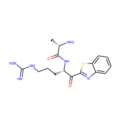 C[C@H](N)C(=O)N[C@@H](CCCNC(=N)N)C(=O)c1nc2ccccc2s1 ZINC000084671802