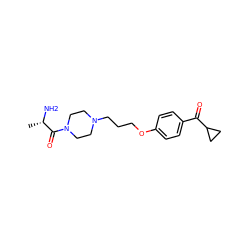 C[C@H](N)C(=O)N1CCN(CCCOc2ccc(C(=O)C3CC3)cc2)CC1 ZINC000013444774