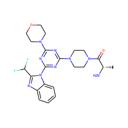 C[C@H](N)C(=O)N1CCN(c2nc(N3CCOCC3)nc(-n3c(C(F)F)nc4ccccc43)n2)CC1 ZINC000095585177