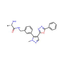 C[C@H](N)C(=O)NCc1cccc(-c2c(-c3nnc(-c4ccccc4)o3)cnn2C)c1 ZINC000040875423