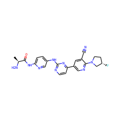 C[C@H](N)C(=O)Nc1ccc(Nc2nccc(-c3cnc(N4CC[C@H](F)C4)c(C#N)c3)n2)cn1 ZINC000223231749