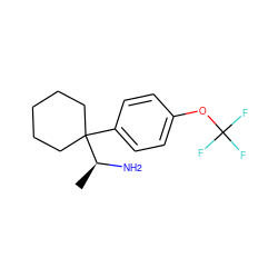 C[C@H](N)C1(c2ccc(OC(F)(F)F)cc2)CCCCC1 ZINC000066112421