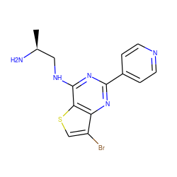 C[C@H](N)CNc1nc(-c2ccncc2)nc2c(Br)csc12 ZINC000223680046