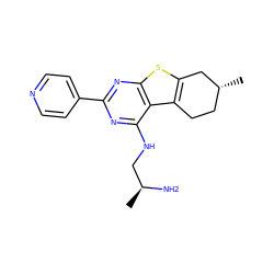 C[C@H](N)CNc1nc(-c2ccncc2)nc2sc3c(c12)CC[C@@H](C)C3 ZINC000223658449