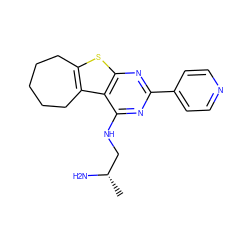 C[C@H](N)CNc1nc(-c2ccncc2)nc2sc3c(c12)CCCCC3 ZINC000223659333