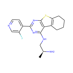 C[C@H](N)CNc1nc(-c2ccncc2F)nc2sc3c(c12)CCCC3 ZINC000223676052