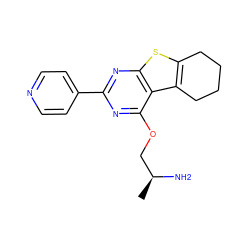 C[C@H](N)COc1nc(-c2ccncc2)nc2sc3c(c12)CCCC3 ZINC000223660419