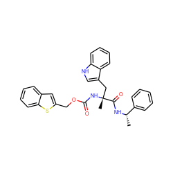 C[C@H](NC(=O)[C@@](C)(Cc1c[nH]c2ccccc12)NC(=O)OCc1cc2ccccc2s1)c1ccccc1 ZINC000013744139