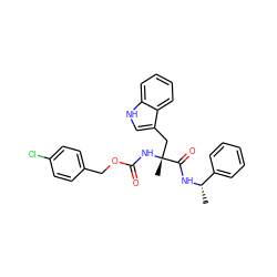 C[C@H](NC(=O)[C@@](C)(Cc1c[nH]c2ccccc12)NC(=O)OCc1ccc(Cl)cc1)c1ccccc1 ZINC000013744146