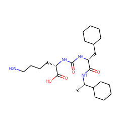 C[C@H](NC(=O)[C@@H](CC1CCCCC1)NC(=O)N[C@@H](CCCCN)C(=O)O)C1CCCCC1 ZINC000166359725