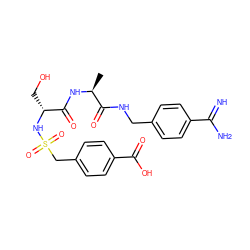 C[C@H](NC(=O)[C@@H](CO)NS(=O)(=O)Cc1ccc(C(=O)O)cc1)C(=O)NCc1ccc(C(=N)N)cc1 ZINC000096168429