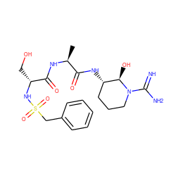 C[C@H](NC(=O)[C@@H](CO)NS(=O)(=O)Cc1ccccc1)C(=O)N[C@H]1CCCN(C(=N)N)[C@@H]1O ZINC000028089215