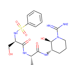 C[C@H](NC(=O)[C@@H](CO)NS(=O)(=O)c1ccccc1)C(=O)N[C@H]1CCCN(C(=N)N)[C@@H]1O ZINC000028096209