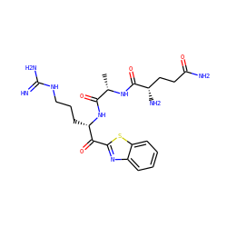 C[C@H](NC(=O)[C@@H](N)CCC(N)=O)C(=O)N[C@@H](CCCNC(=N)N)C(=O)c1nc2ccccc2s1 ZINC000084690304