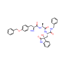 C[C@H](NC(=O)[C@@H](N)Cc1ccc(OCc2ccccc2)cc1)C(=O)N[C@@H](C[C@]1(O)C(=O)Nc2ccccc21)C(=O)NCc1ccccc1 ZINC000095591868