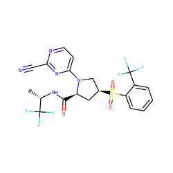 C[C@H](NC(=O)[C@@H]1C[C@H](S(=O)(=O)c2ccccc2C(F)(F)F)CN1c1ccnc(C#N)n1)C(F)(F)F ZINC000146566076