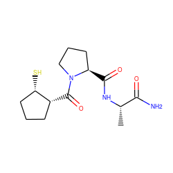 C[C@H](NC(=O)[C@@H]1CCCN1C(=O)[C@@H]1CCC[C@@H]1S)C(N)=O ZINC000013798385