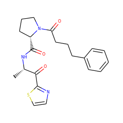 C[C@H](NC(=O)[C@@H]1CCCN1C(=O)CCCc1ccccc1)C(=O)c1nccs1 ZINC000027618571