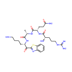 C[C@H](NC(=O)[C@H](CCC(N)=O)NC(=O)[C@@H](N)CCCNC(=N)N)C(=O)N[C@@H](CCCCN)C(=O)c1nc2ccccc2s1 ZINC001772603454