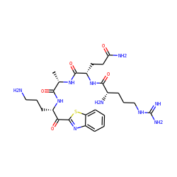 C[C@H](NC(=O)[C@H](CCC(N)=O)NC(=O)[C@@H](N)CCCNC(=N)N)C(=O)N[C@@H](CCCN)C(=O)c1nc2ccccc2s1 ZINC000084731078