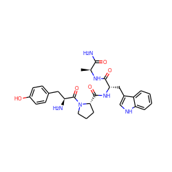 C[C@H](NC(=O)[C@H](Cc1c[nH]c2ccccc12)NC(=O)[C@@H]1CCCN1C(=O)[C@@H](N)Cc1ccc(O)cc1)C(N)=O ZINC000042852133