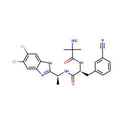 C[C@H](NC(=O)[C@H](Cc1cccc(C#N)c1)NC(=O)C(C)(C)N)c1nc2cc(Cl)c(Cl)cc2[nH]1 ZINC000082156929