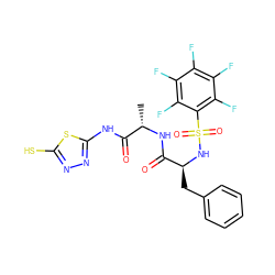 C[C@H](NC(=O)[C@H](Cc1ccccc1)NS(=O)(=O)c1c(F)c(F)c(F)c(F)c1F)C(=O)Nc1nnc(S)s1 ZINC000010450425